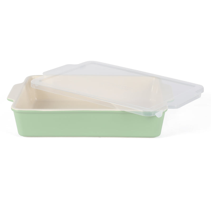 Martha Stewart Everyday Tilden 9" x 13" Baker w/ PP Lid - Two-Tone - Rectangle - Solid Color - Stoneware - Color Sleeve W/ Rm