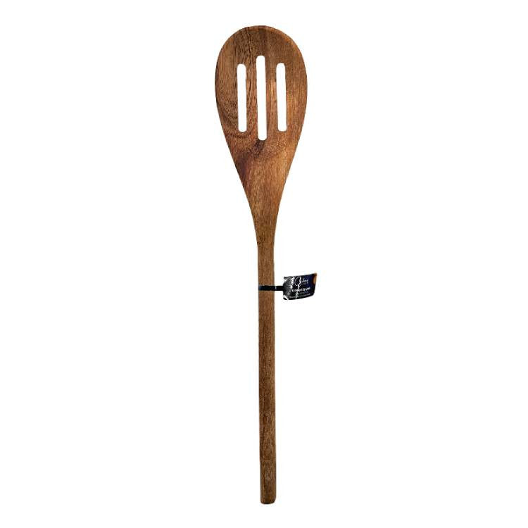 Gibson Home 12" Acacia Wood Slotted Spoon - PDQ w/ Color Label