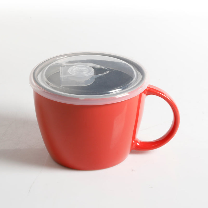 Gibson Home On the Go 25oz Soup Mug w/ PP Vented Lid - Two Tone - Solid Color - Stoneware - Open Stock