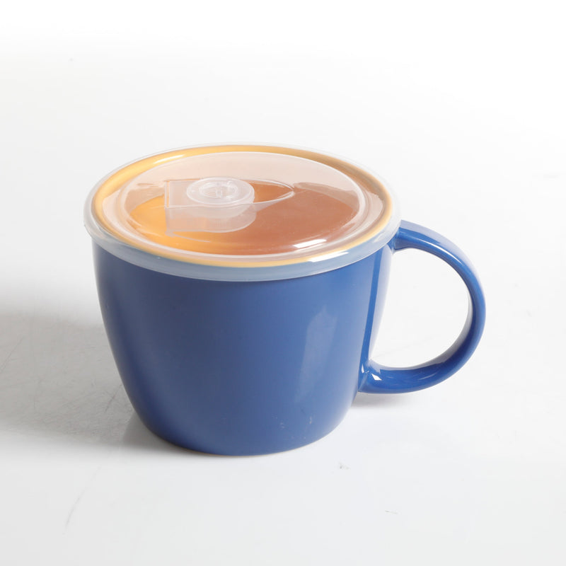Gibson Home On the Go 25oz Soup Mug w/ PP Vented Lid - Two Tone - Solid Color - Stoneware - Open Stock