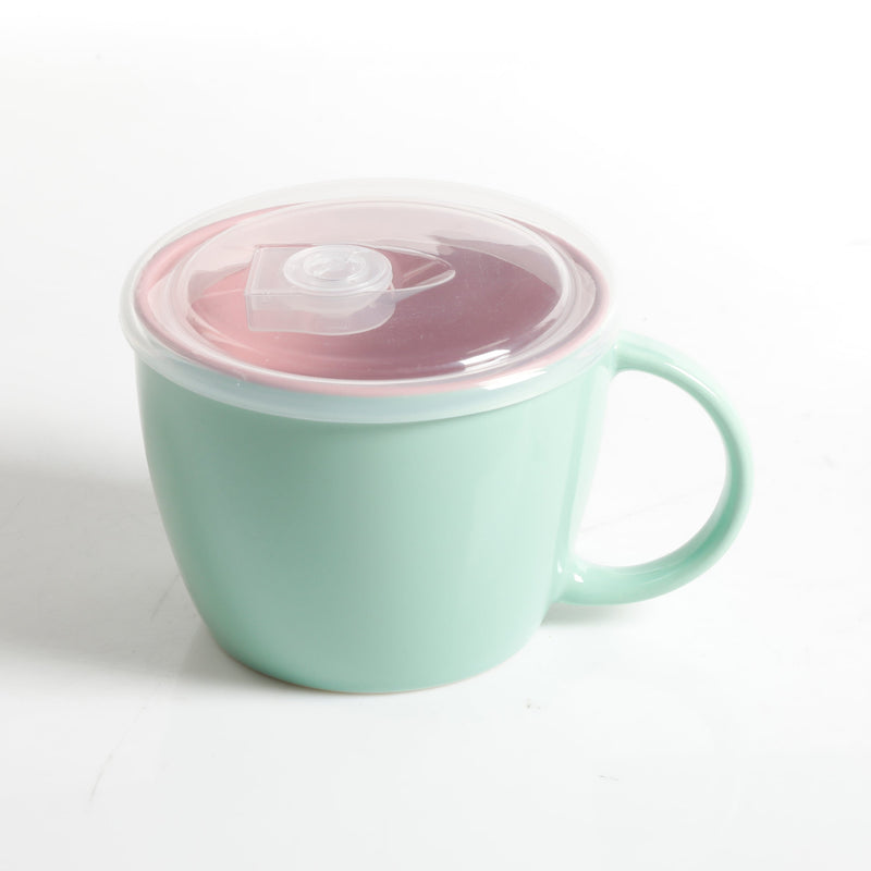Gibson Home On the Go 25oz Soup Mug w/ PP Vented Lid - Two Tone - Solid Color - Stoneware - Open Stock