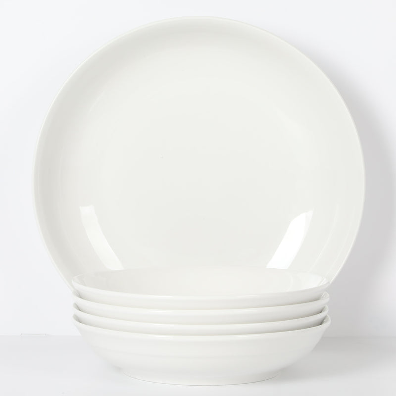 Gibson Home Great Essentials 5pc Pasta Bowl Set - White - Fine Ceramic - Gift Box