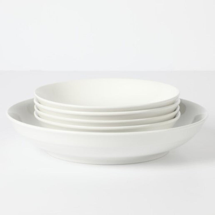 Gibson Home Great Essentials 5pc Pasta Bowl Set - White - Fine Ceramic - Gift Box