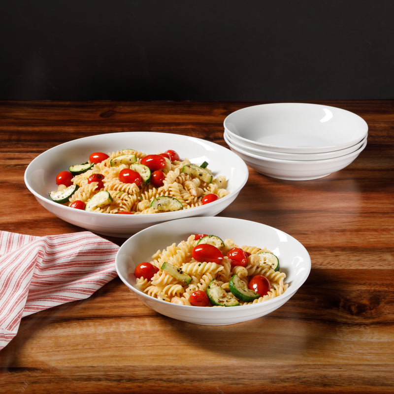 Gibson Home Great Essentials 5pc Pasta Bowl Set - White - Fine Ceramic - Gift Box