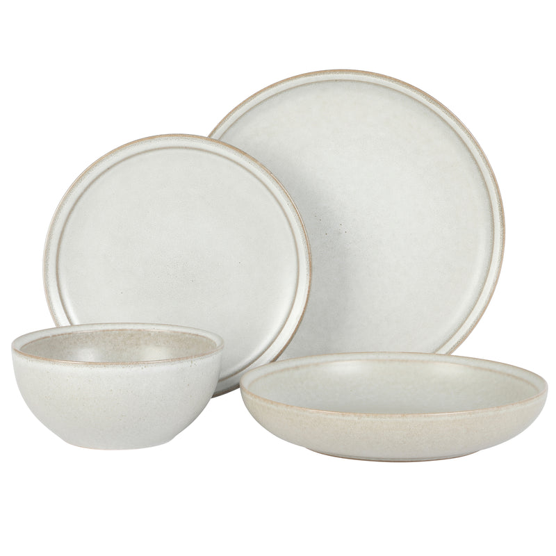 Gibson Elite Beckett 16 pc Double Bowl Reactive Glaze Stoneware Dinnerware Set - Factory Remailer