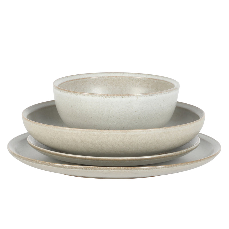 Gibson Elite Beckett 16 pc Double Bowl Reactive Glaze Stoneware Dinnerware Set - Factory Remailer