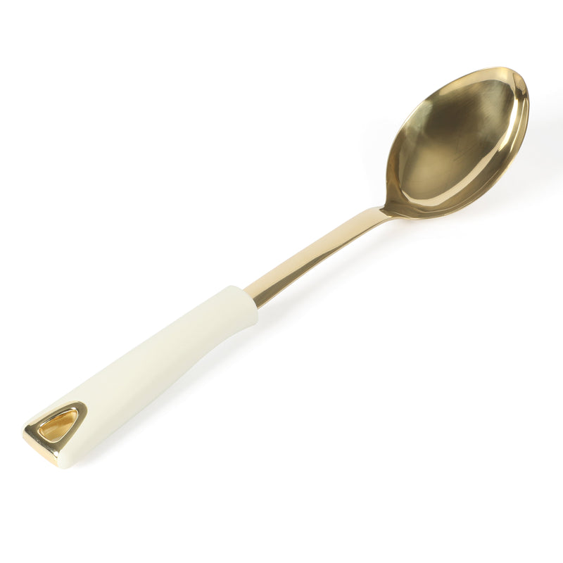 Martha Stewart Lockton 5pc Kitchen Tool Set - Linen - Gold Stainless Steel & Nylon Head - PP & Gold Stainless Steel PVD Handle - Gift Box w/ Remailer