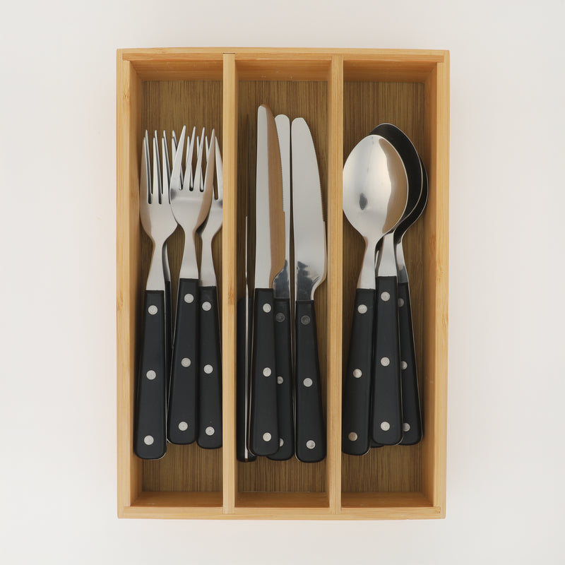Martha Stewart Everyday Mosby 12pc Flatware Set w/ Bamboo Caddy - ABS Handle - SS - PET Box