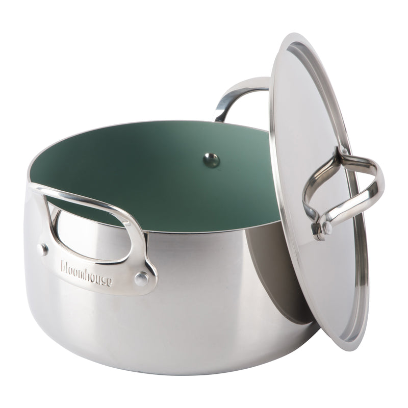 Bloomhouse 8pc Triply Stainless Steel Cookware Set - Grey Ceramic Interior- Gift Box w/ Remailer