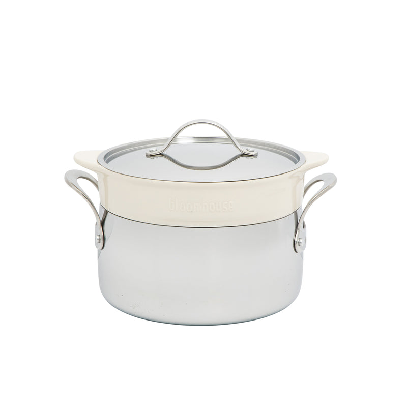 Bloomhouse 8pc Triply Stainless Steel Cookware Set - Grey Ceramic Interior- Gift Box w/ Remailer
