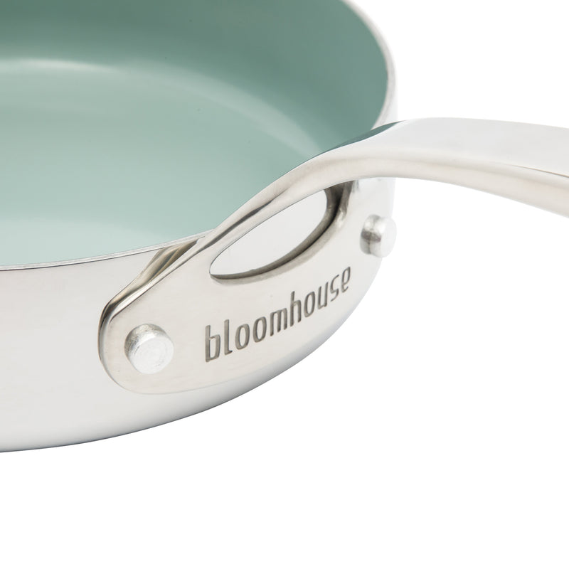 Bloomhouse 8pc Triply Stainless Steel Cookware Set - Grey Ceramic Interior- Gift Box w/ Remailer