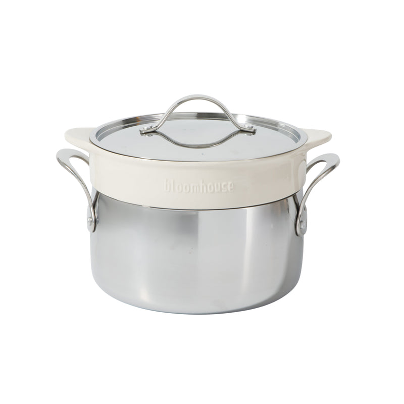 Bloomhouse 8pc Triply Stainless Steel Cookware Set - Grey Ceramic Interior- Gift Box w/ Remailer