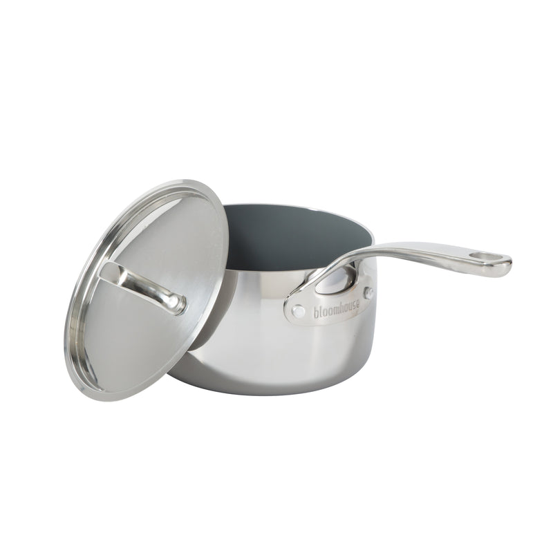 Bloomhouse 8pc Triply Stainless Steel Cookware Set - Grey Ceramic Interior- Gift Box w/ Remailer
