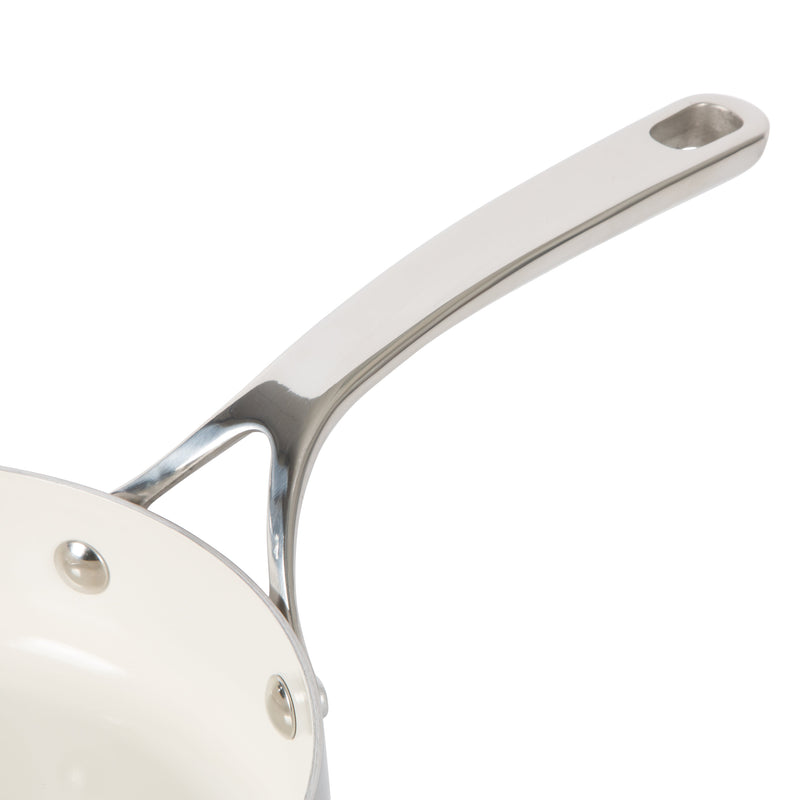 Bloomhouse 8" Triply Stainless Steel Frying Pan - White Ceramic Interior - Gift Box w/ Remailer