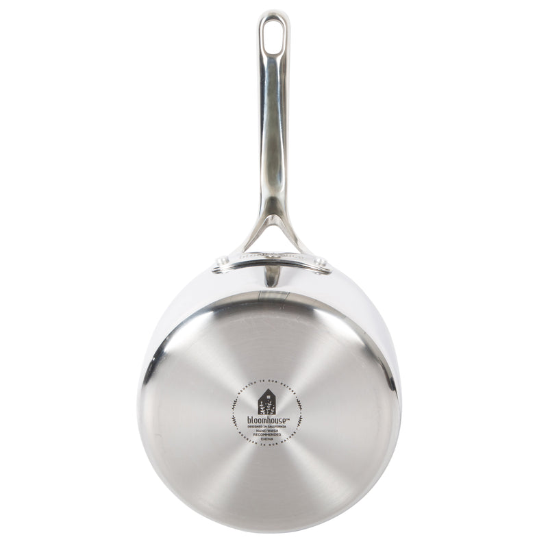 Bloomhouse 3qt Triply Stainless Steel Saucepan w/ Stainless Steel Lid - White Ceramic Interior - Gift Box w/ Remailer