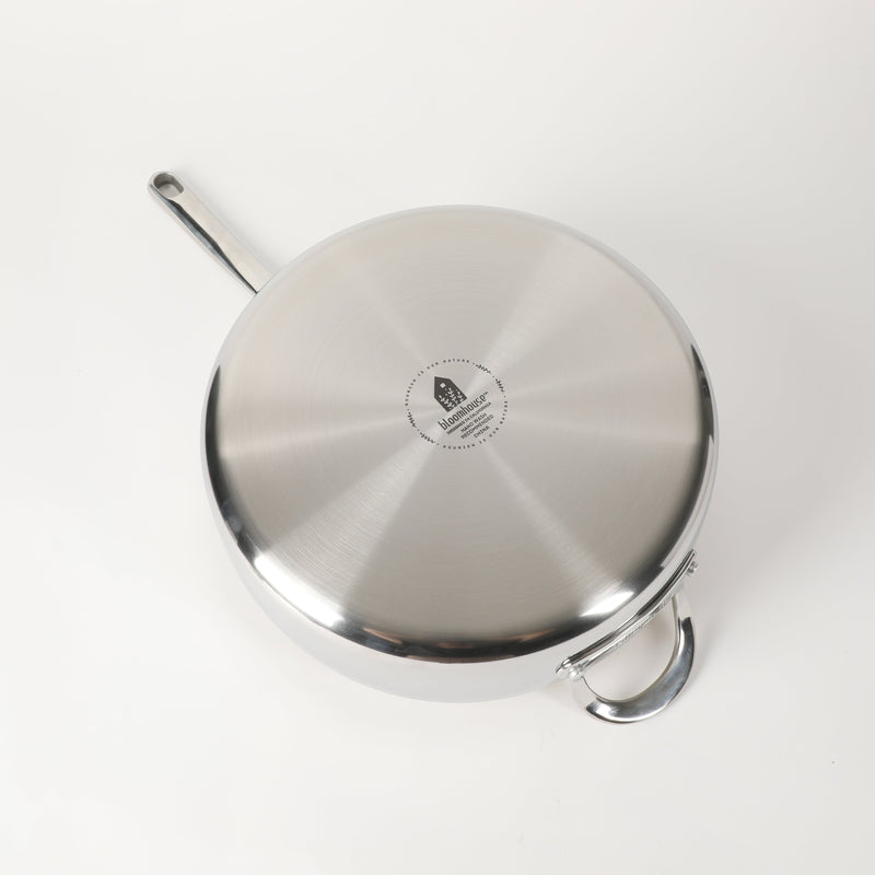 Bloomhouse 6qt Triply Stainless Steel Sauté w/ lid & Helper Handle - White Ceramic Interior - Gift Box w/ Remailer