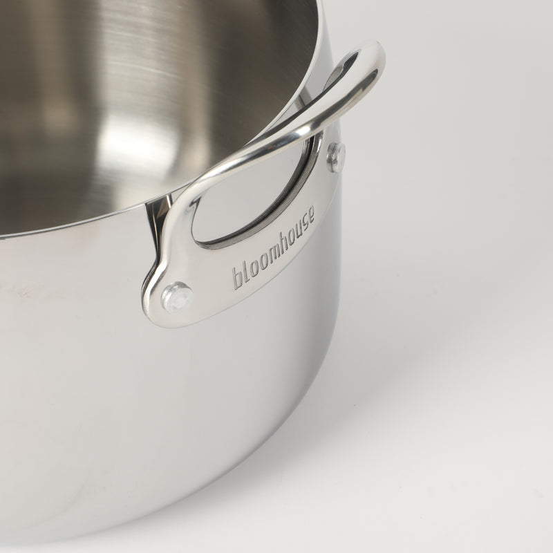 Bloomhouse 8qt Triply Stainless Steel Stock Pot W/ Stainless Steel Lid - White Ceramic Int - GBX w/ Remailer