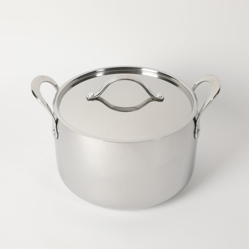 Bloomhouse 8qt Triply Stainless Steel Stock Pot W/ Stainless Steel Lid - White Ceramic Int - GBX w/ Remailer
