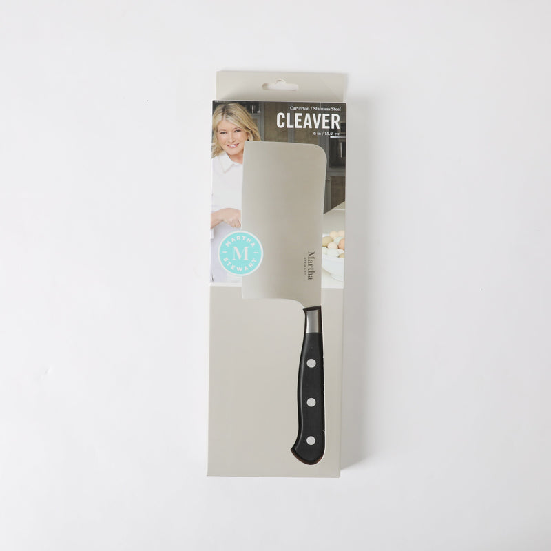 Martha Stewart Carverton 6" Stainless Steel Cleaver - Black - Traditional Shape - ABS Forged Handle - Gift Box w/ Remailer