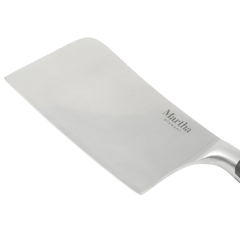 Martha Stewart Carverton 6" Stainless Steel Cleaver - Black - Traditional Shape - ABS Forged Handle - Gift Box w/ Remailer