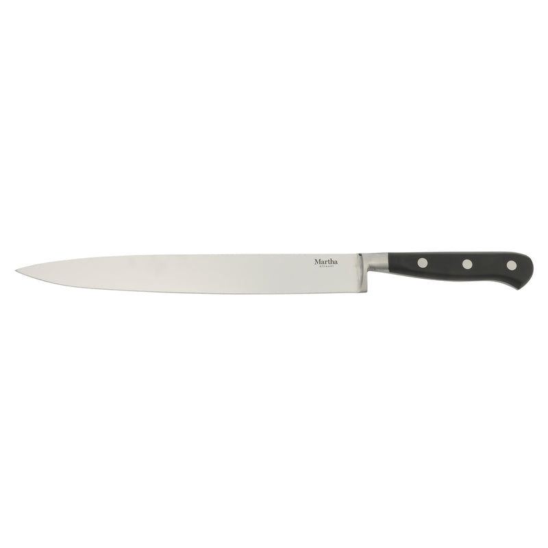 Martha Stewart Carverton 10" Stainless Steel Slicer - Black - Traditional Shape - ABS Forged Handle - Gift Box w/ Remailer