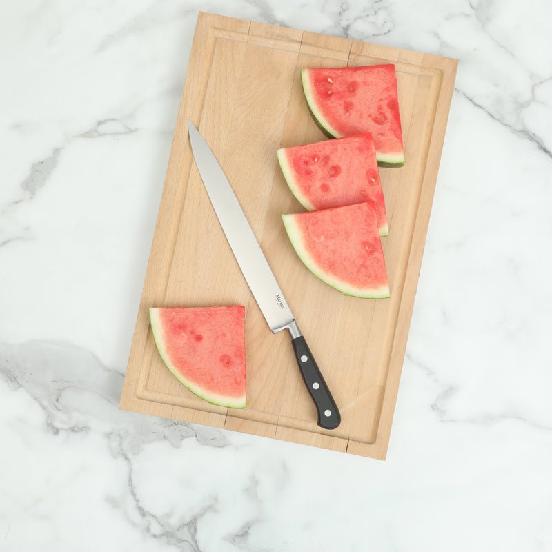Martha Stewart Carverton 10" Stainless Steel Slicer - Black - Traditional Shape - ABS Forged Handle - Gift Box w/ Remailer