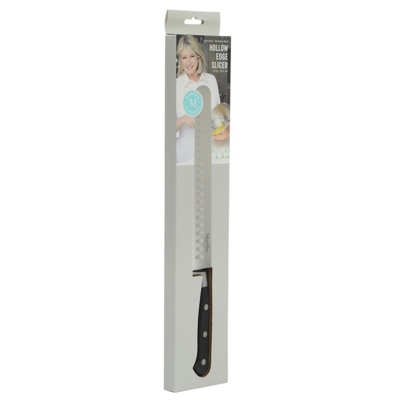 Martha Stewart Carverton 10" Stainless Steel Hollow Edge Slicer - Black - Traditional Shape - ABS Forged Handle - Gift Box w/ Remailer