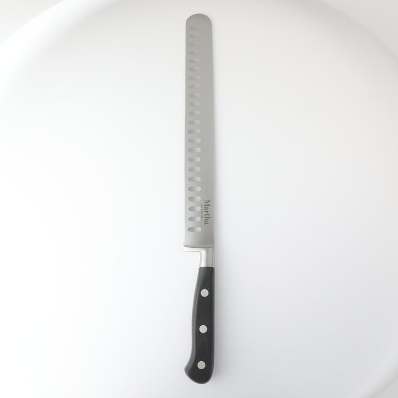 Martha Stewart Carverton 10" Stainless Steel Hollow Edge Slicer - Black - Traditional Shape - ABS Forged Handle - Gift Box w/ Remailer