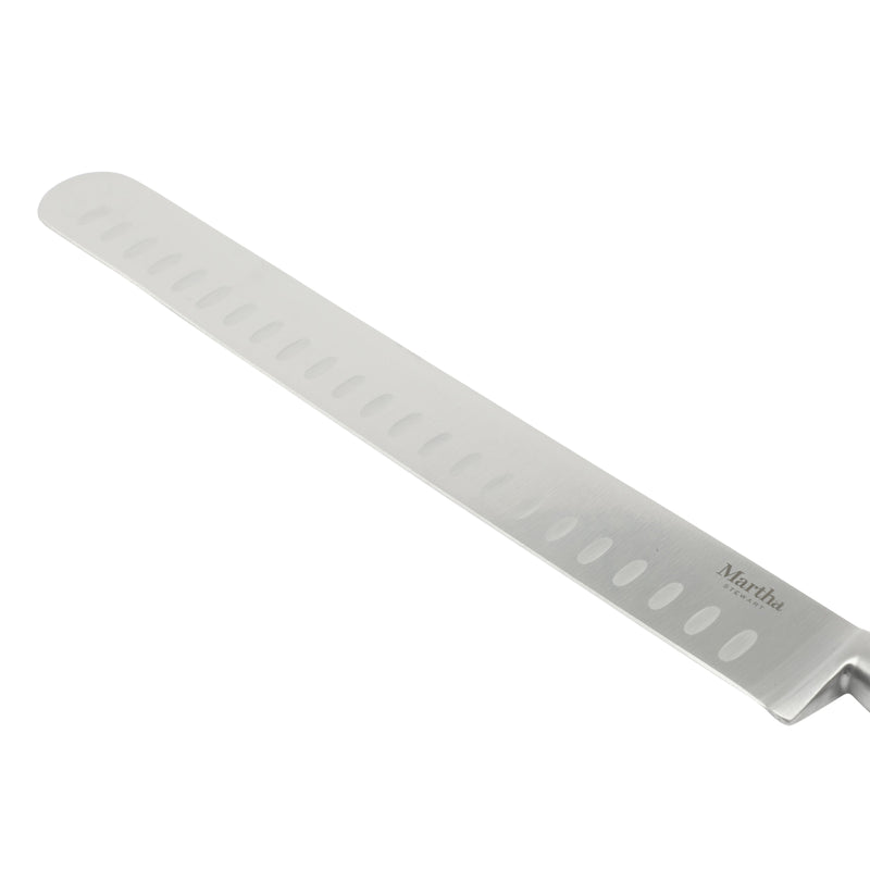 Martha Stewart Carverton 10" Stainless Steel Hollow Edge Slicer - Black - Traditional Shape - ABS Forged Handle - Gift Box w/ Remailer