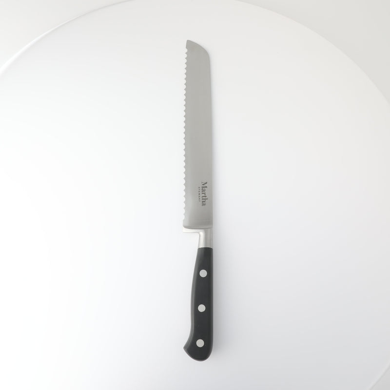 Martha Stewart Carverton 8" Stainless Steel Bread Knife - Black - Traditional Shape - ABS Forged Handle - Gift Box w/ Remailer