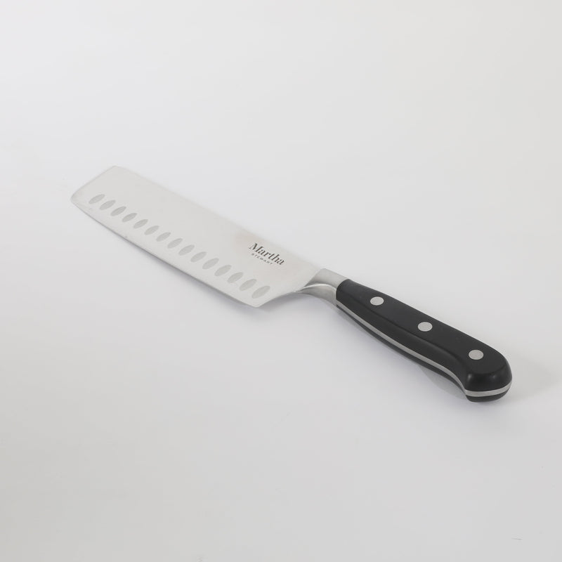 Martha Stewart Carverton 6" Stainless Steel Nakiri Knife - Black - Traditional Shape - ABS Forged Handle - Gift Box w/ Remailer