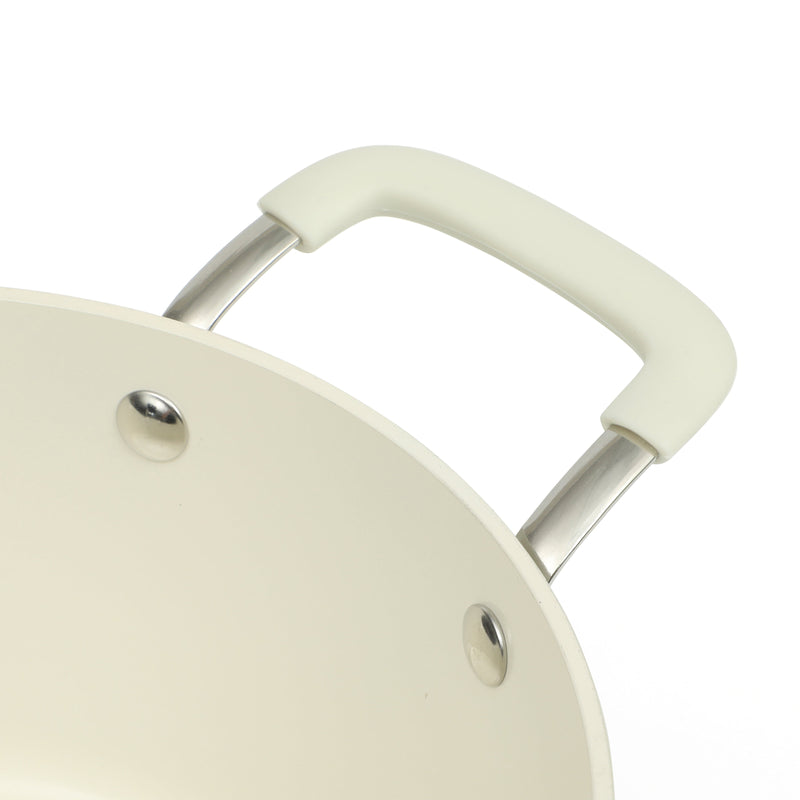 Martha Stewart Heathland 4.4qt Aluminum Dutch Oven w/ Lid - Linen - Taper Shape - Off White Ceramic Interior - Induction - Silicone Handle - T-Box