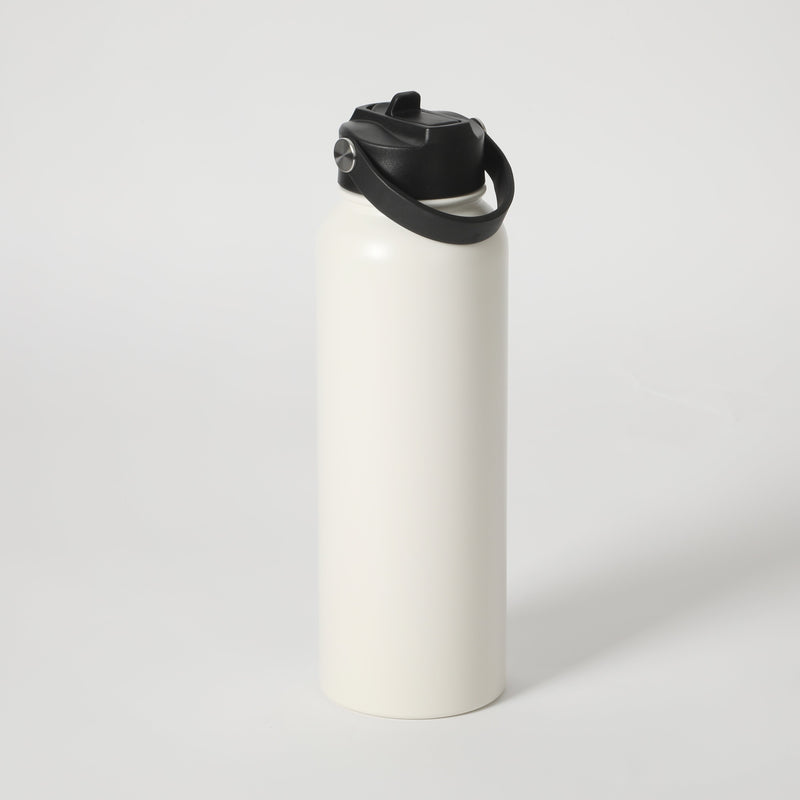 Gibson Home Marina 38oz Stainless Steel Thermal Bottle w/ Lid - Double Wall - Matte - Cream - Color Sleeve