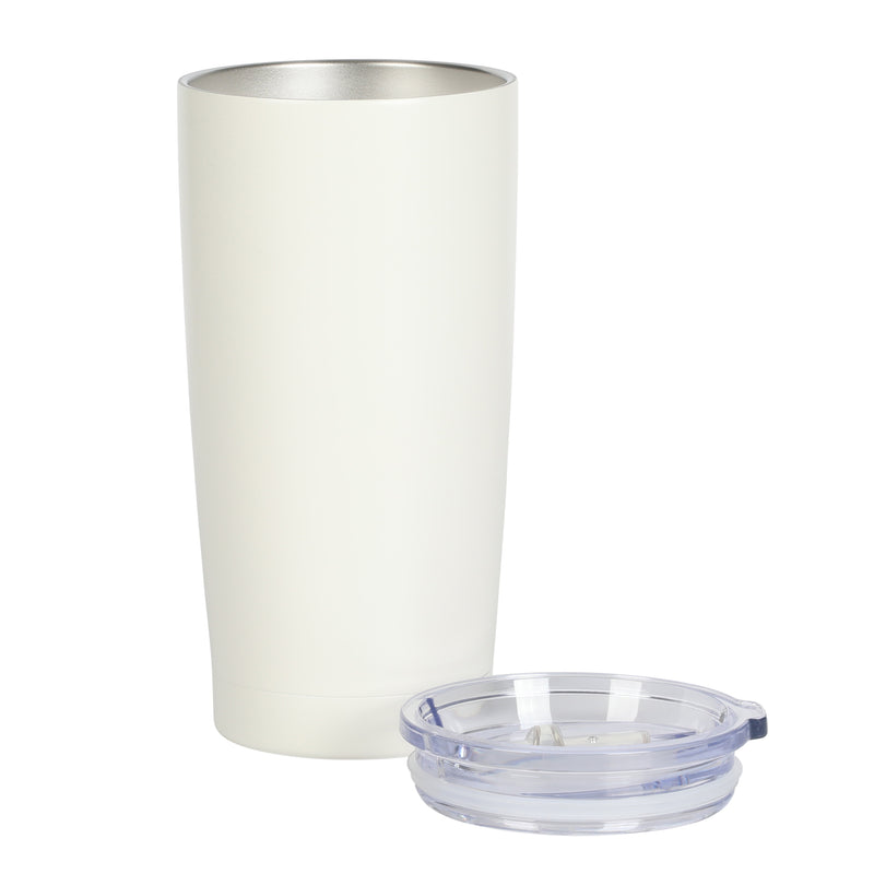 Gibson Home Marina 18 oz Stainless Steel Thermal Tumbler - Double Wall - Matte - Cream - Acrylic Lid - Color Sleeve