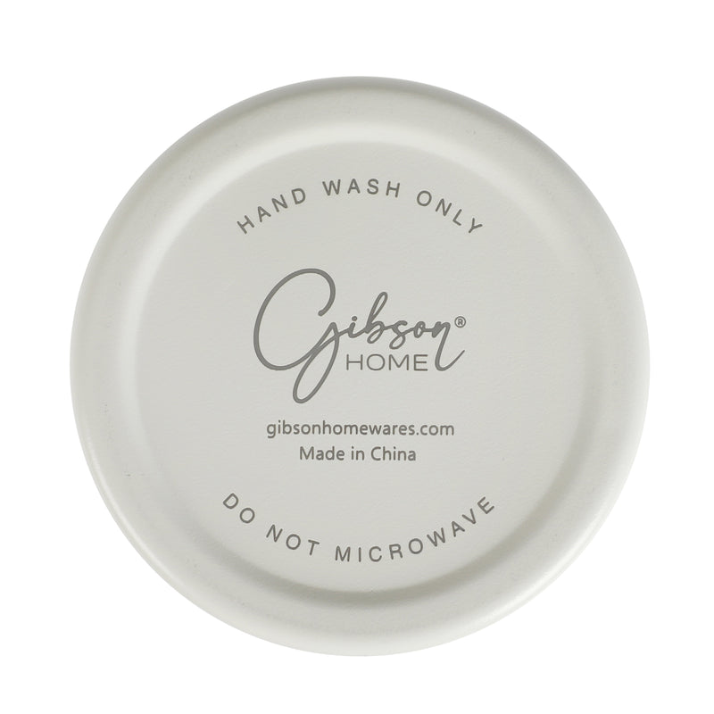 Gibson Home Marina 18 oz Stainless Steel Thermal Tumbler - Double Wall - Matte - Cream - Acrylic Lid - Color Sleeve