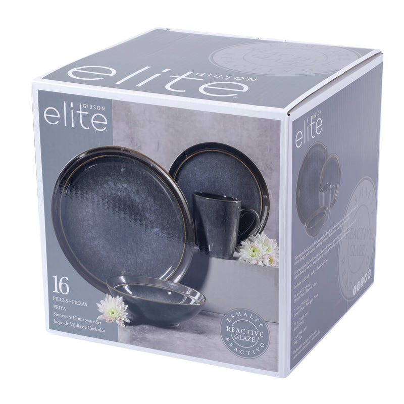 Gibson Elite Priya 16pc Dinnerware Set - Reactive - Stoneware - Gift Box