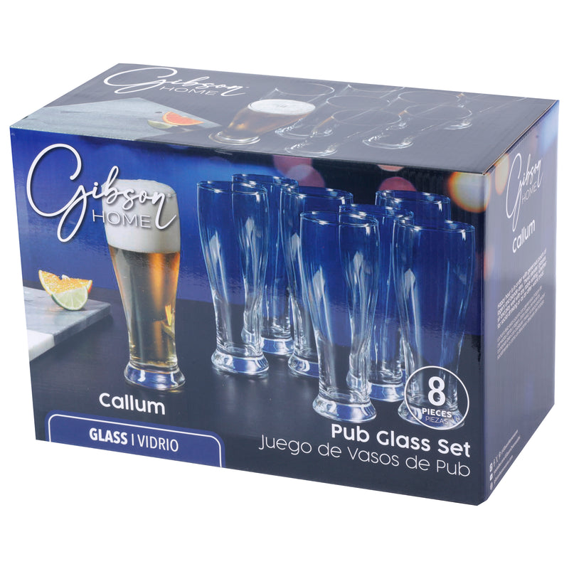 Gibson Home Callum 8pc 15.6oz Beer Pub Glass Set - Clear - Open Window Gift Box