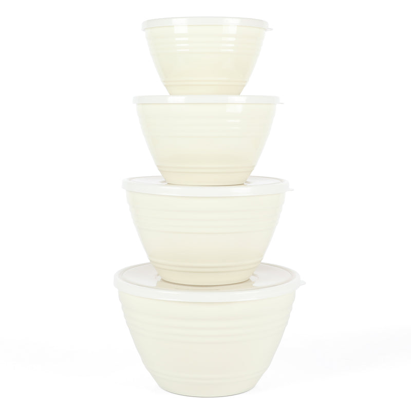 Martha Stewart Hoyt 8pc Mixing Bowl Set w/ Lid - Taupe - Round - PP & LLPE - Gift Box