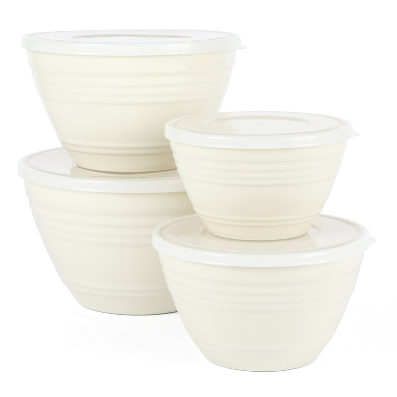 Martha Stewart Hoyt 8pc Mixing Bowl Set w/ Lid - Taupe - Round - PP & LLPE - Gift Box