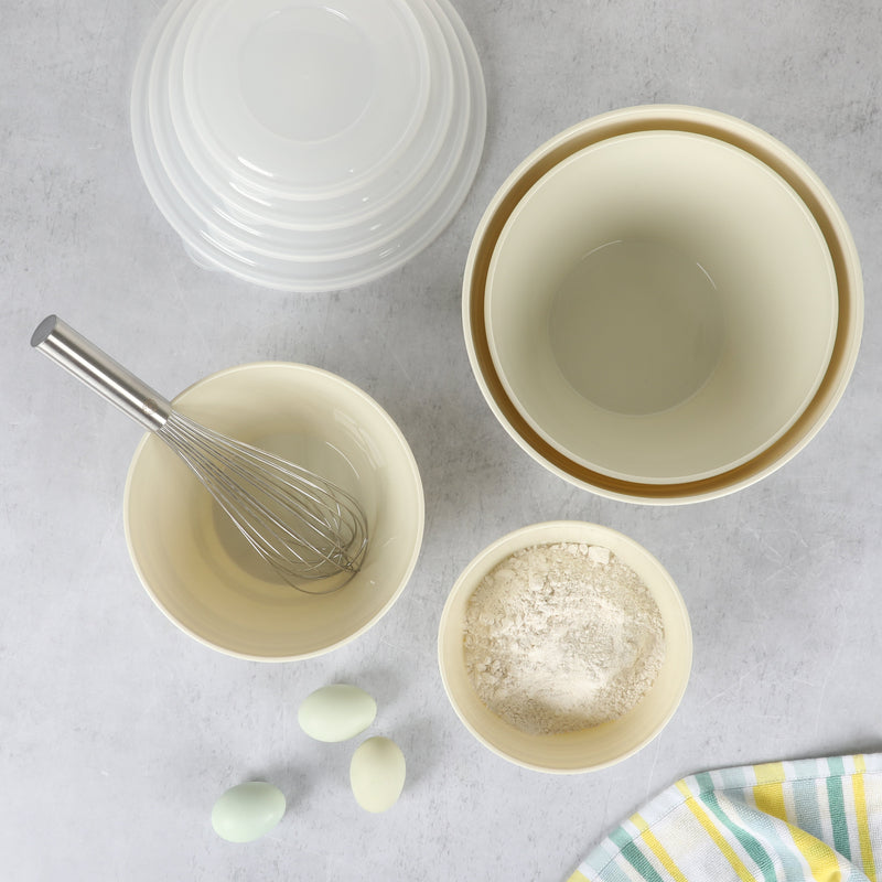 Martha Stewart Hoyt 8pc Mixing Bowl Set w/ Lid - Taupe - Round - PP & LLPE - Gift Box