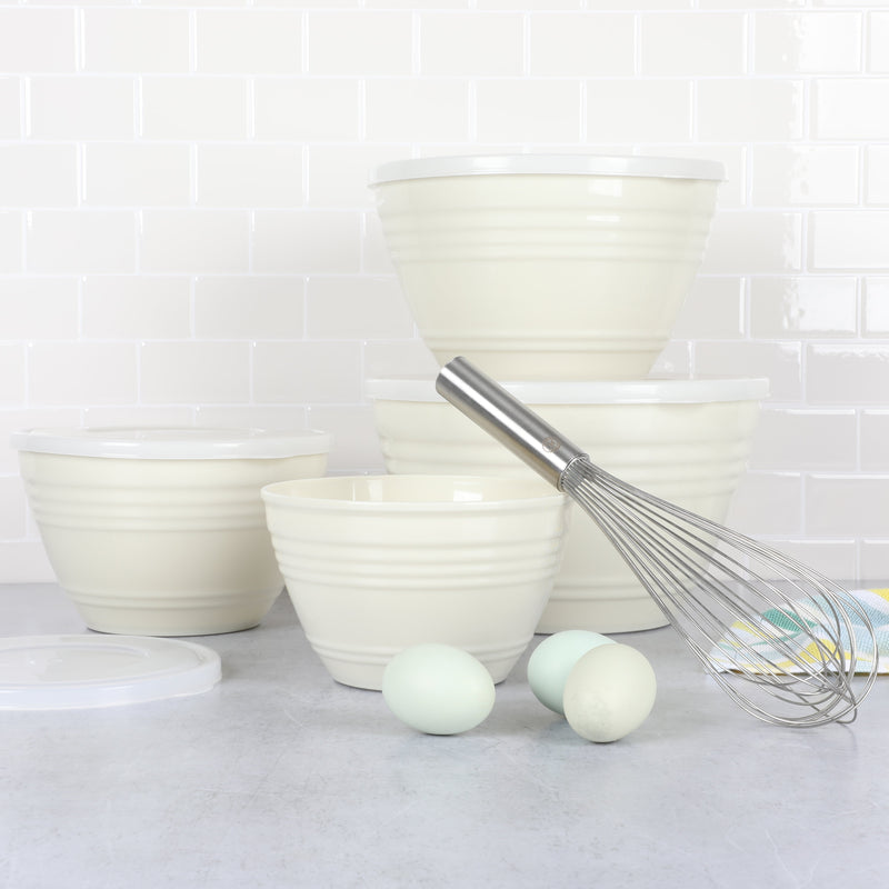 Martha Stewart Hoyt 8pc Mixing Bowl Set w/ Lid - Taupe - Round - PP & LLPE - Gift Box