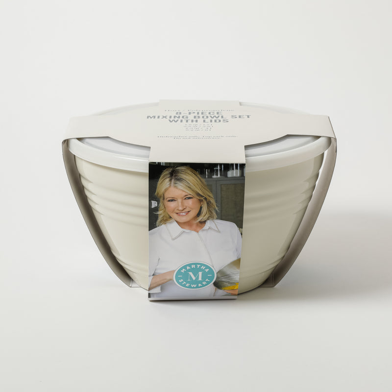 Martha Stewart Hoyt 8pc Mixing Bowl Set w/ Lid - Taupe - Round - PP & LLPE - Gift Box