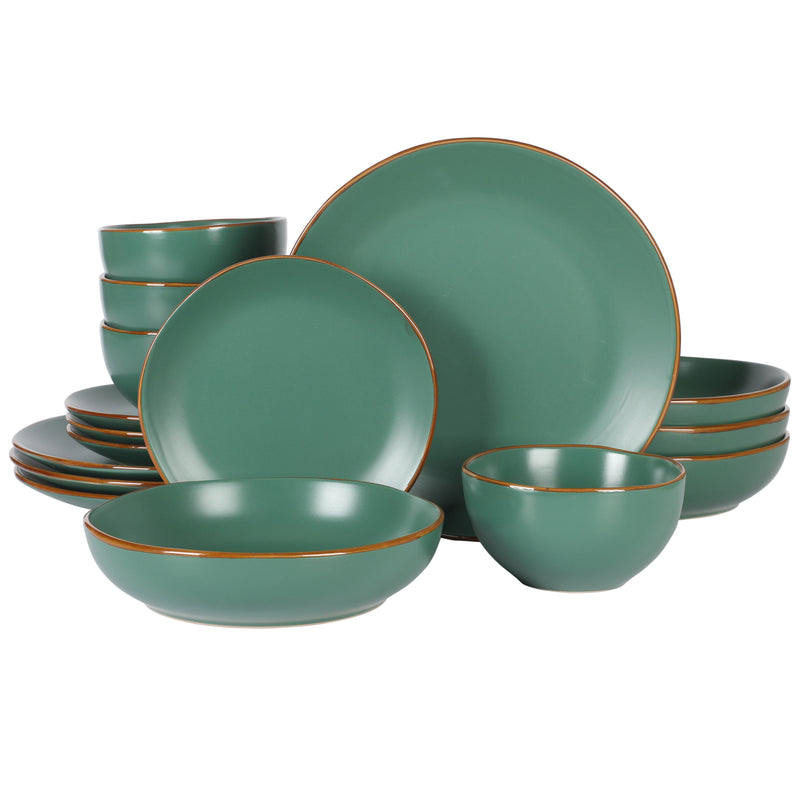 Gibson Home Hazeltine 16 pc Double Bowl Stoneware Dinnerware Set - Solid Color - Factory Remailer