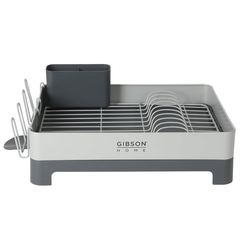 Gibson Home Stainless Steel - 16.3 in L (including the drip water 19.3in) Dish Rack - Galvanized Board w/ Powder Coat - Silk Logo Print - Color Sleeve w/ Remailer