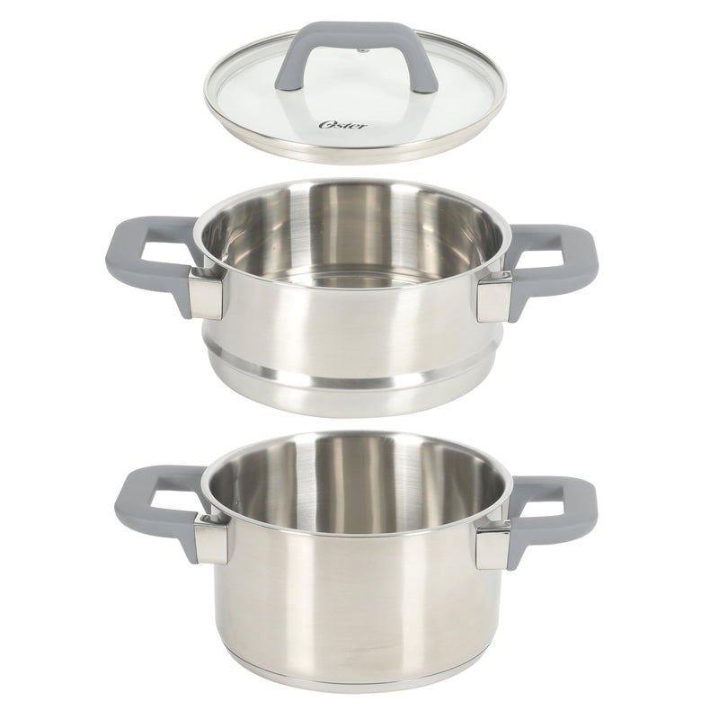 Oster Beauford 2.9qt Stainless Steel Steamer Set - Soft Touch Handle - Gift Box