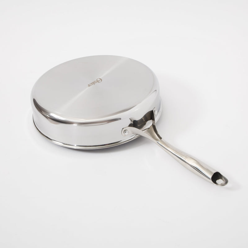 Oster Modessa 4.5qt Tri-Ply Stainless Steel Sauté Pan w/ Glass Lid - Etching Nonstick Interior - Long Handle - Color Sleeve