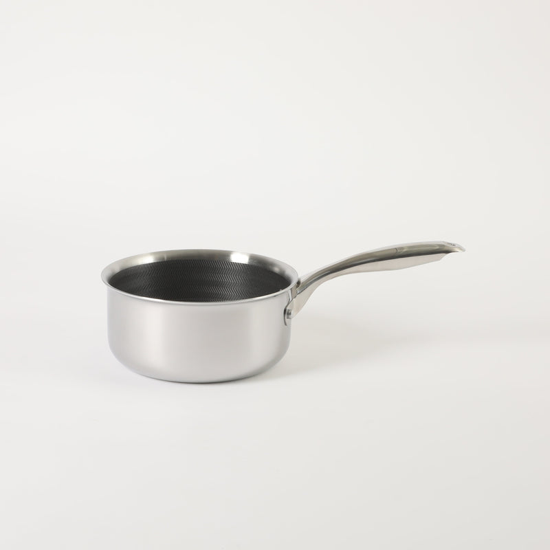 Oster Modessa 2.5qt Tri-Ply Stainless Steel Saucepan w/ Glass Lid - Etching Nonstick Interior - Long Handle - Color Sleeve
