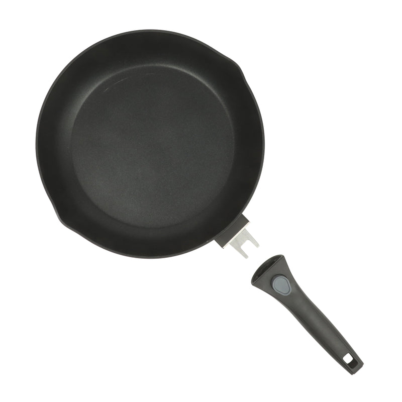 Oster Smarthandle Advance 3pc Forged Aluminum 11" & 9" FryingPan Setw/ Detachable Handle - Matte Black - Non-Stick Interior- Induction Base - Bakelite Handle - Gift Box (Open Window)