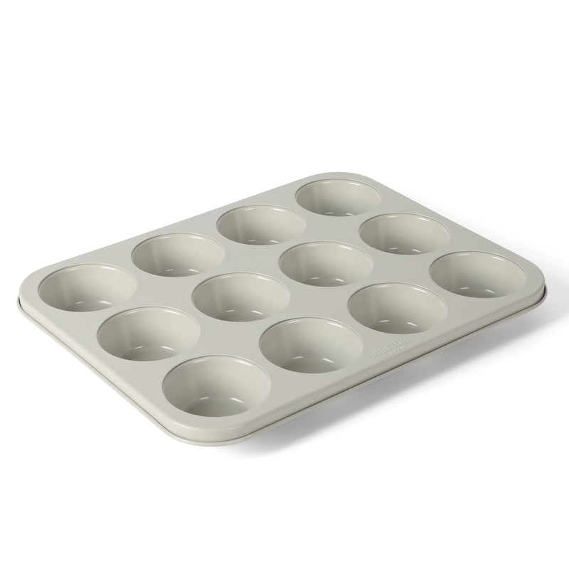 Martha Stewart Gallen 12 Cup Carbon Steel Muffin Pan - Cool Grey - Nonstick Interior - Color Label