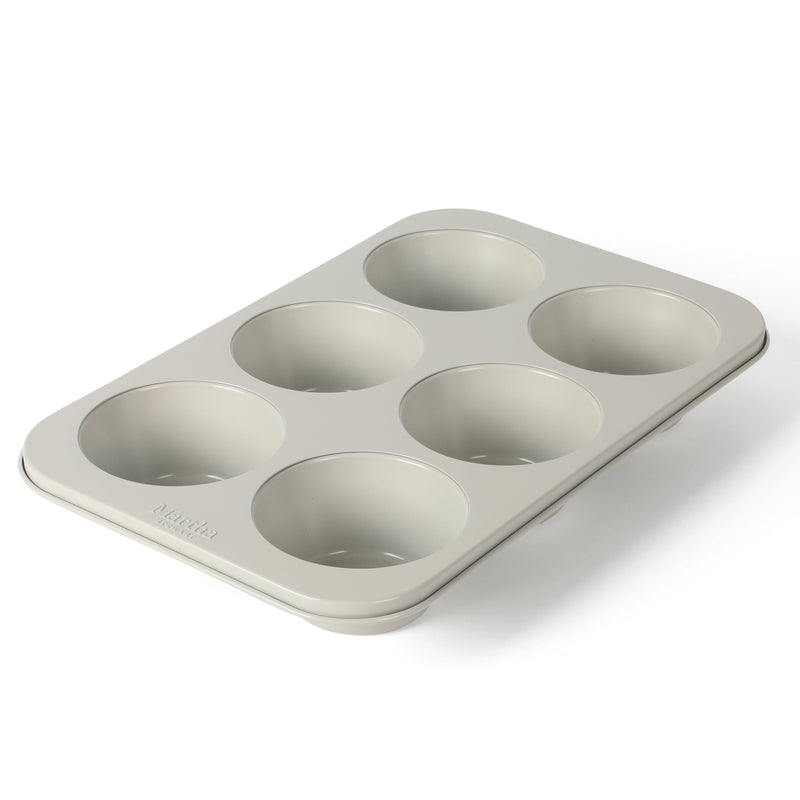 Martha Stewart Gallen 6 Cup Carbon Steel Muffin Pan - Cool Grey - Nonstick Interior - Color Label